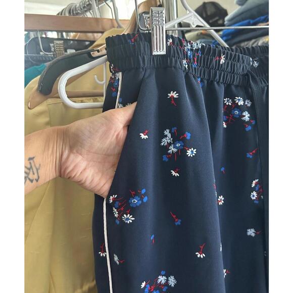 Tommy Hilfiger Womens Sz Large Navy Floral Print Drawstring Pants Cottagecore - Picture 4 of 6